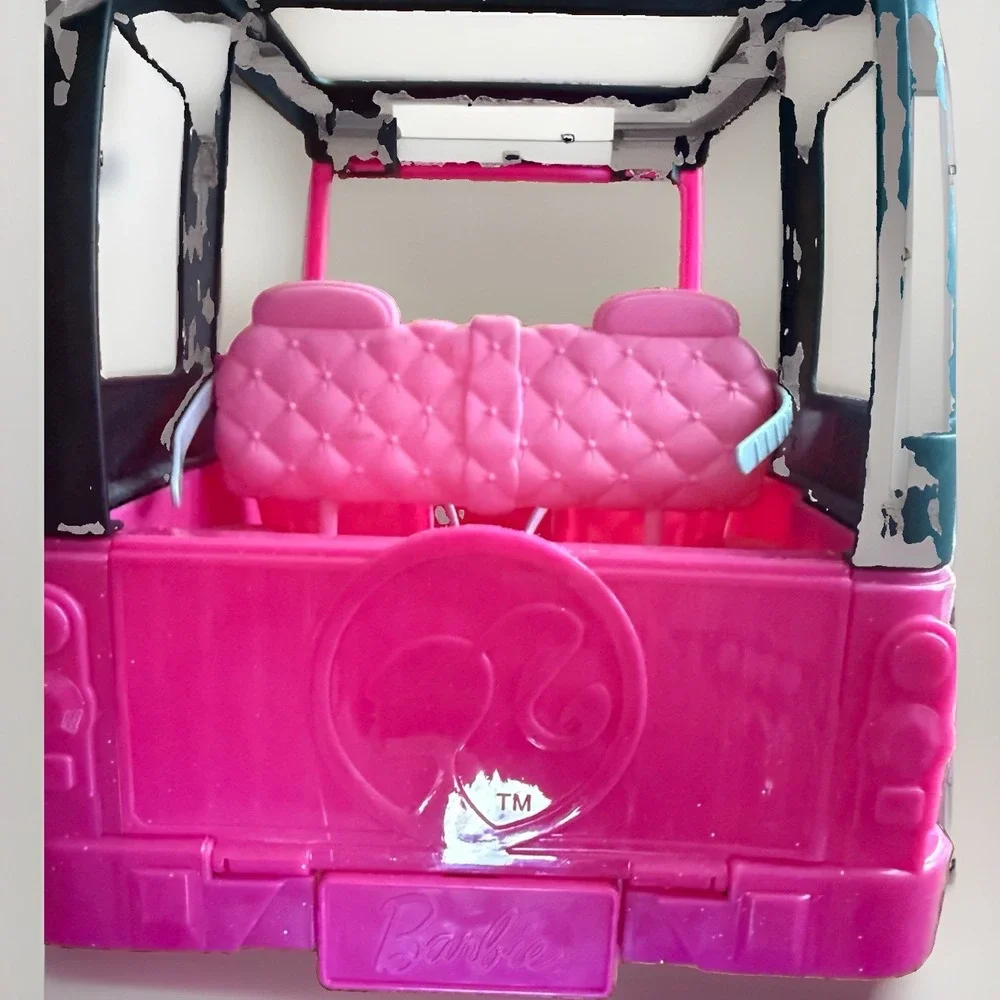 Barbie Doll Jeep Pink Passport Beach Glitter Cruiser Hardtop Mattel 2012 Car